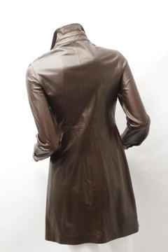CHRISTIAN DIOR, chocolate brown lamb leather snap-button dress or Draper