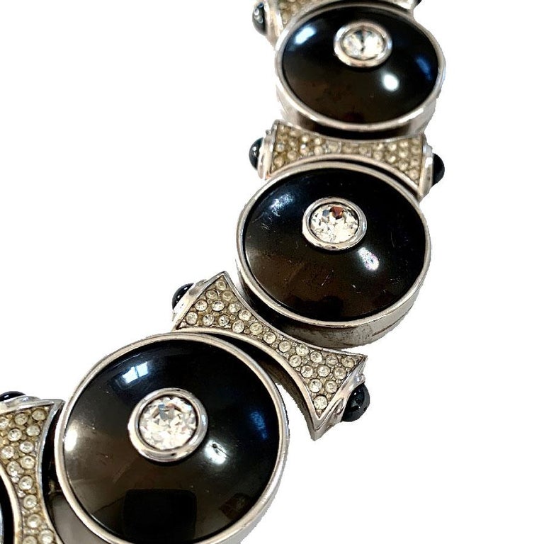 CHRISTIAN DIOR Choker in Silver Base Metal, Rhinestones For Sale at 1stDibs