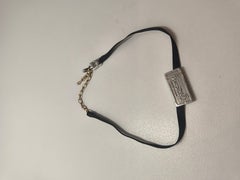 Christian Dior Chris 1947 Silver Tone Plate Ribbon Choker Necklace