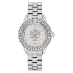 Christian Dior Christal Steel Diamond White Dial Ladies Watch CD113512M001