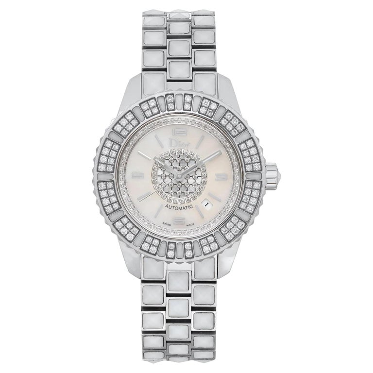 Christian Dior Christal Steel Diamond White Dial Montre pour femmes  CD113512M001 En vente sur 1stDibs