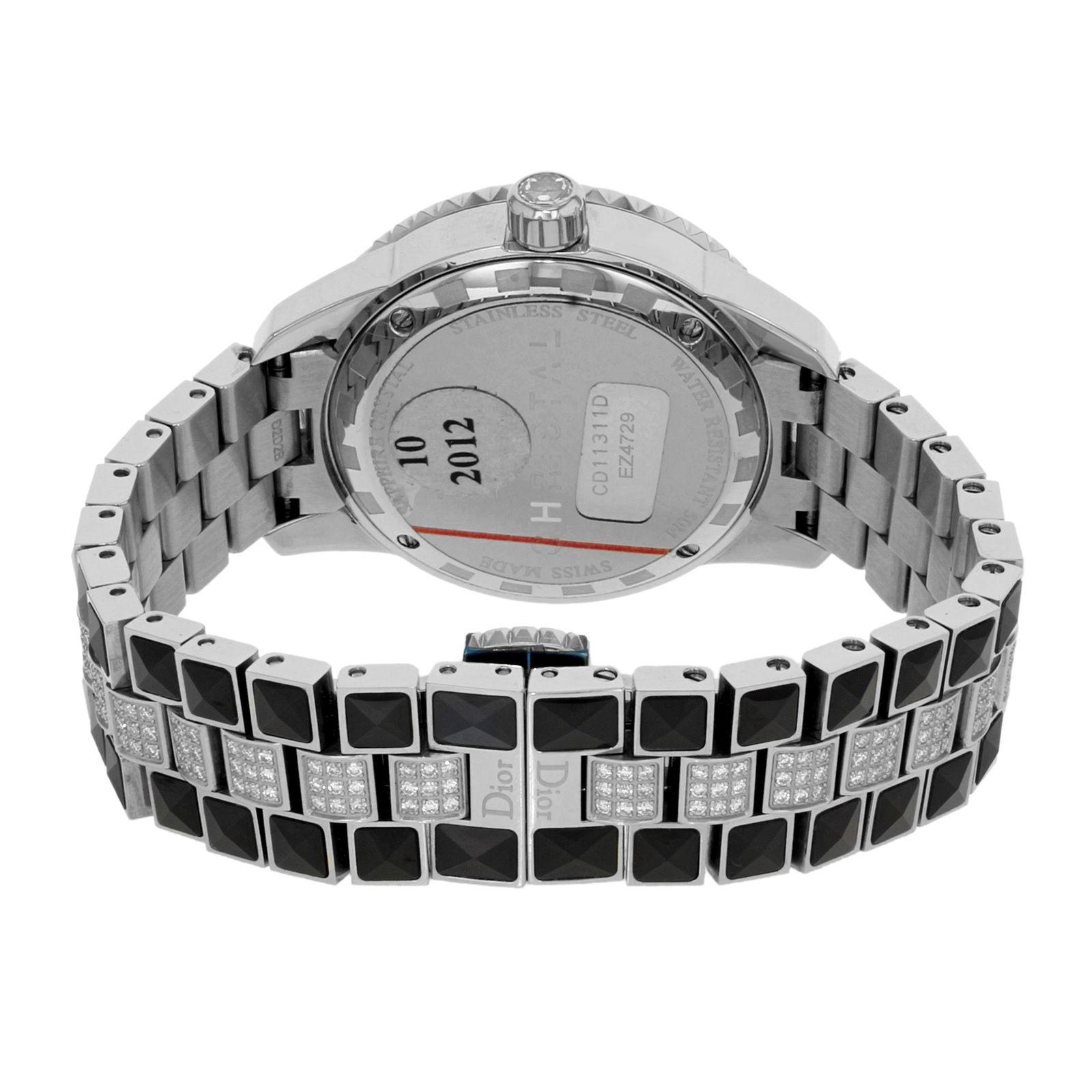 Women's Christian Dior Christal Black Dial Steel Diamond Quartz Watch CD11311DM001
