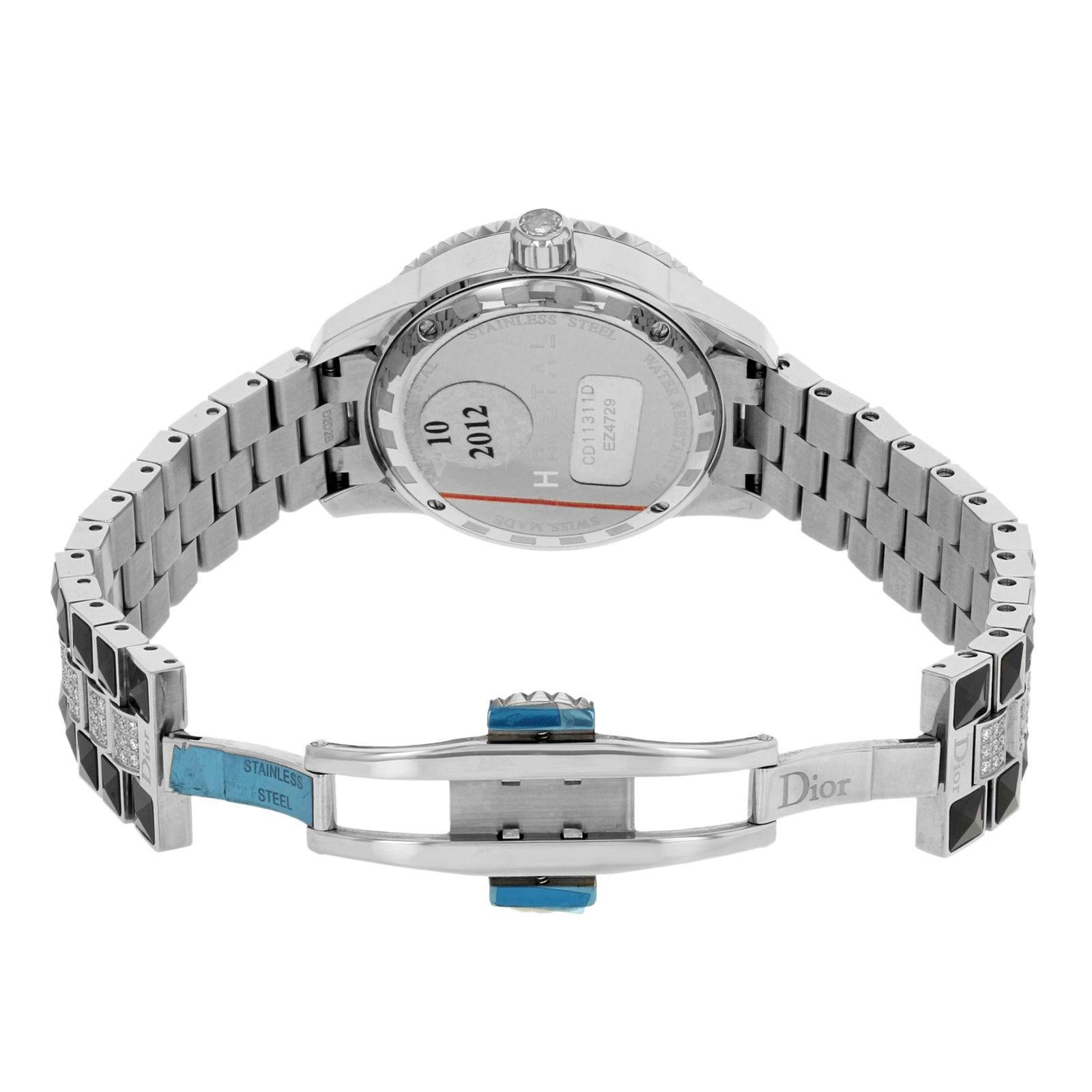 Christian Dior Christal Black Dial Steel Diamond Quartz Watch CD11311DM001 1
