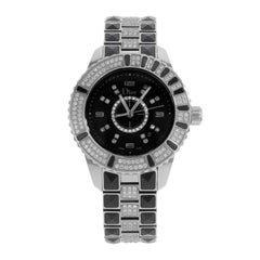 Christian Dior Christal Black Dial Steel Diamond Quartz Watch CD11311DM001