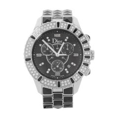 Christian Dior Christal Montre unisexe en acier céramique diamants noirs CD11431CM001