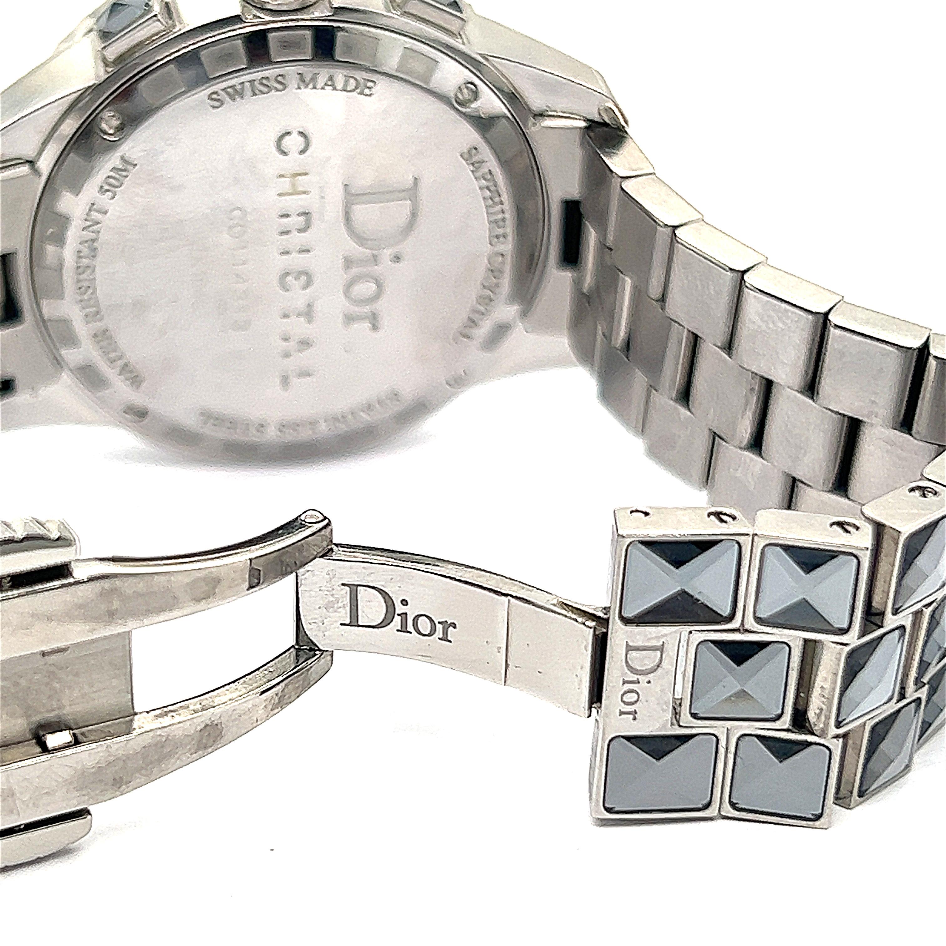 Brilliant Cut Christian Dior Christal Lady's Watch with Chronograph Function For Sale