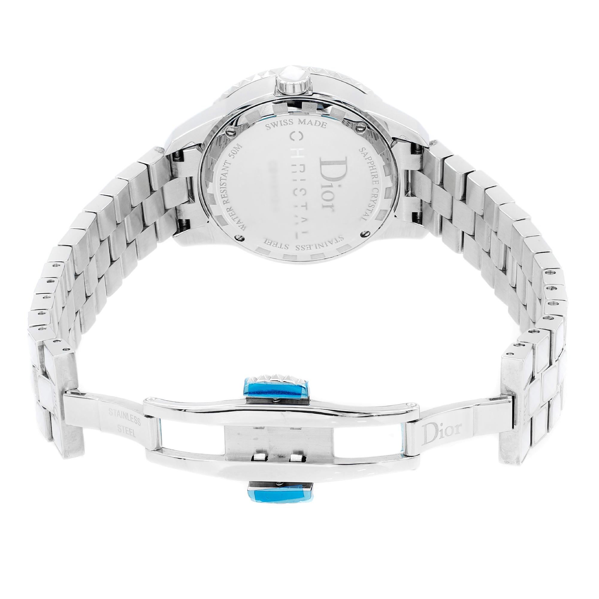 Women's Christian Dior Christal MOP Steel White Sapphire Quartz Watch CD113112M003