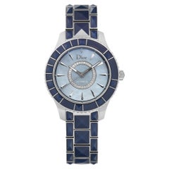 Christian Dior Orologio automatico con quadrante in acciaio blu MOP e diamanti CD144517M001