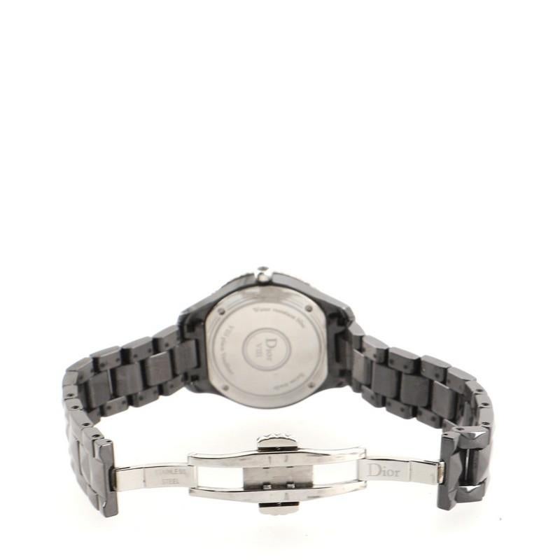 Christian Dior Christal VIII Quartz Watch Ceramic and Stainless Steel In Good Condition For Sale In New York, NY