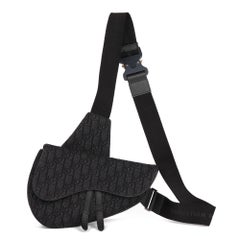 Christian Dior Christian Dior Schwarz Schrägstrich Monogramm Denim Satteltasche