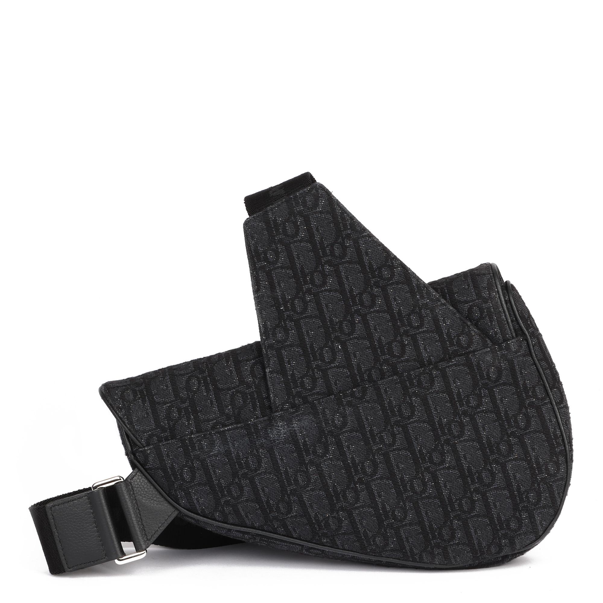 Christian Dior Christian Dior Black Oblique Monogram Denim Saddle Bag 1