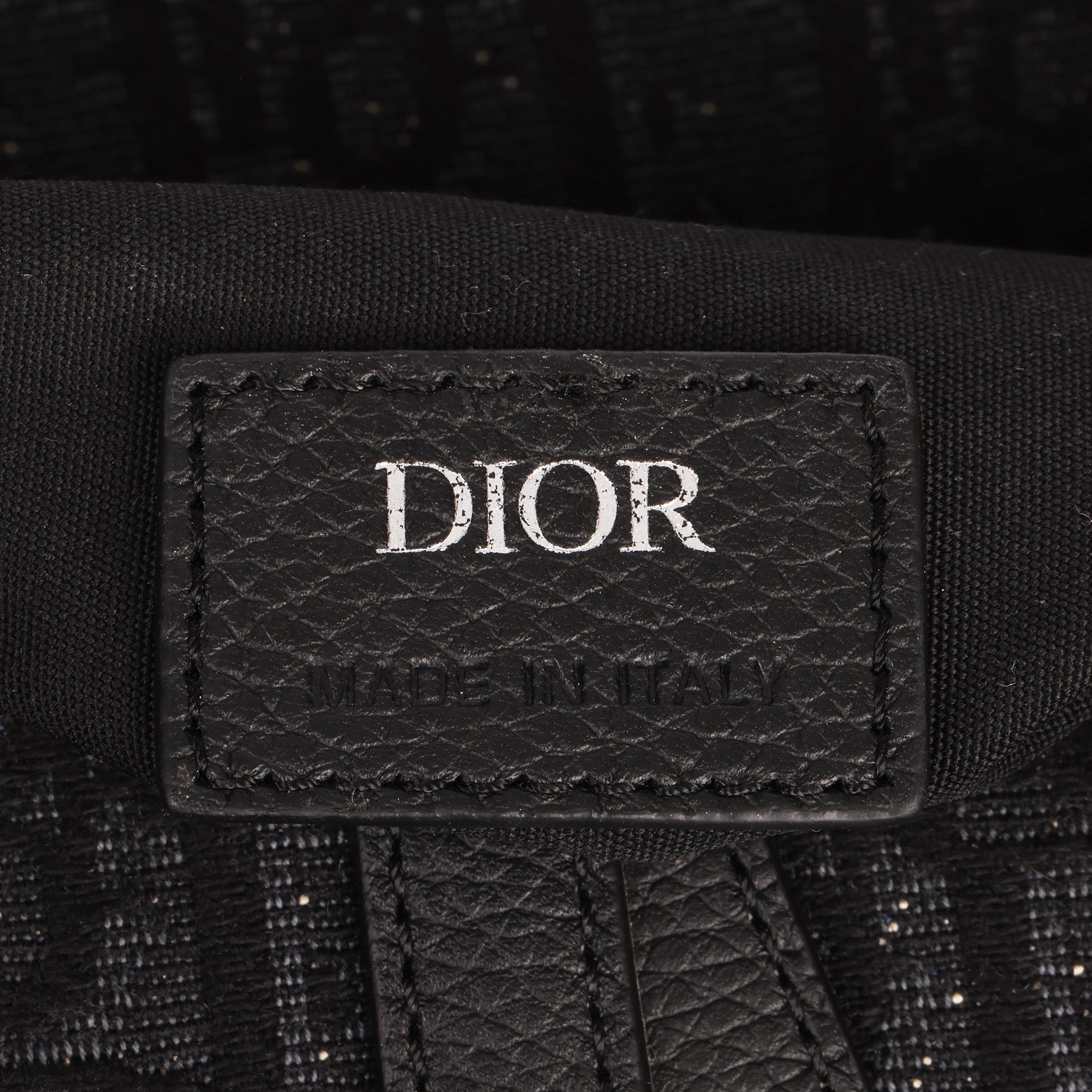 Christian Dior Christian Dior Black Oblique Monogram Denim Saddle Bag 5