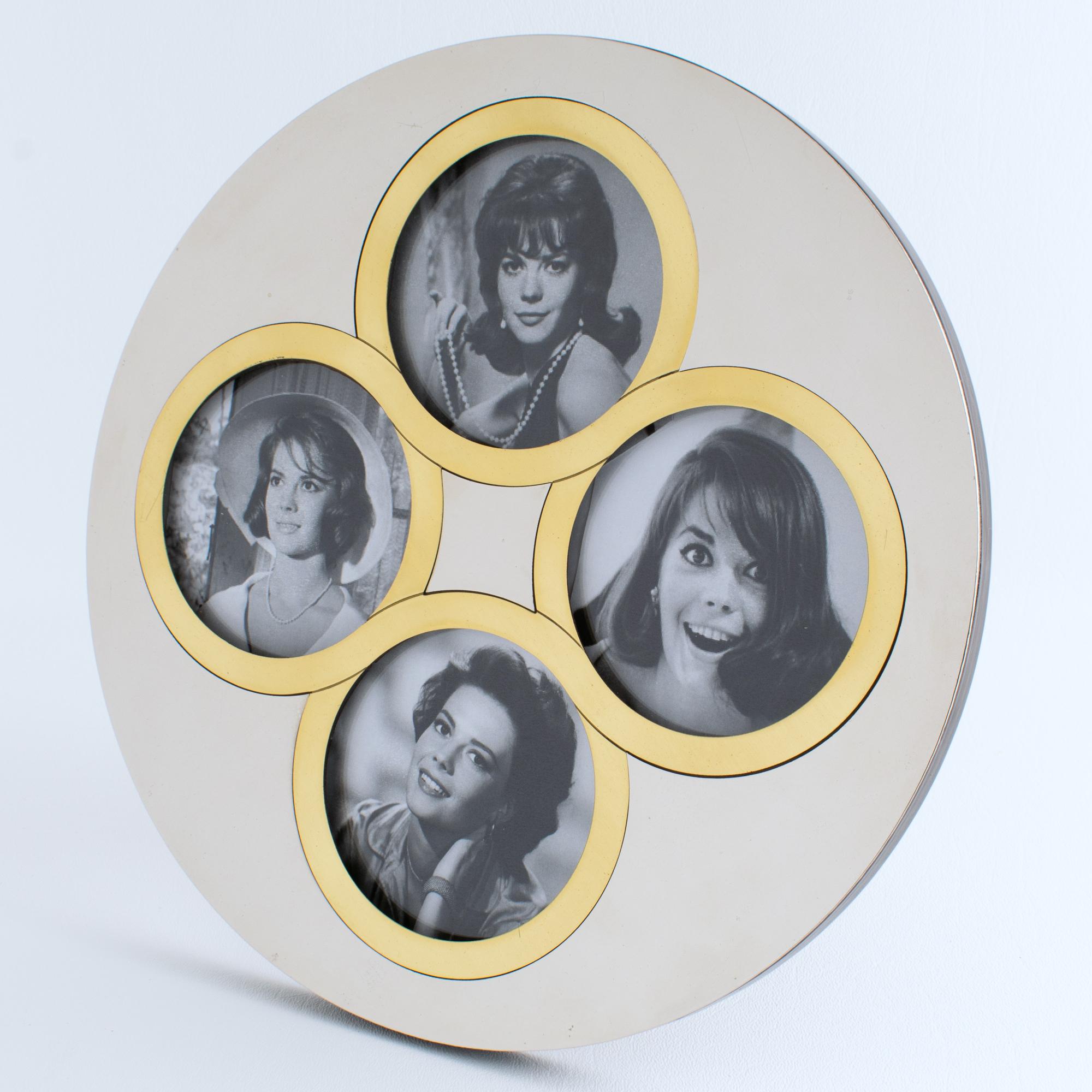 French Christian Dior Chrome and Brass Modernist Multi-View Picture Frame, circa 1970 For Sale