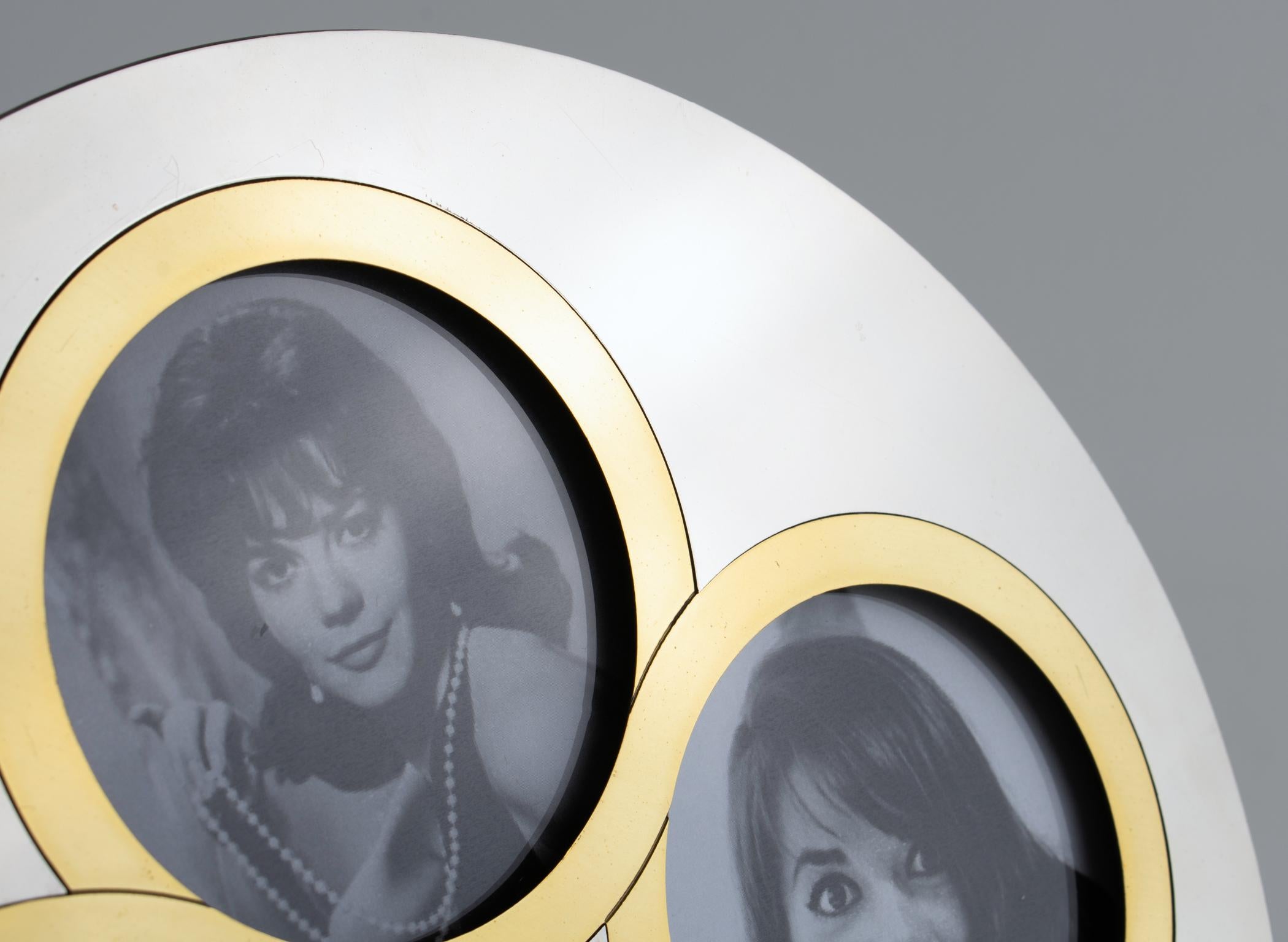 Metal Christian Dior Chrome and Brass Modernist Multi-View Picture Frame, circa 1970 For Sale