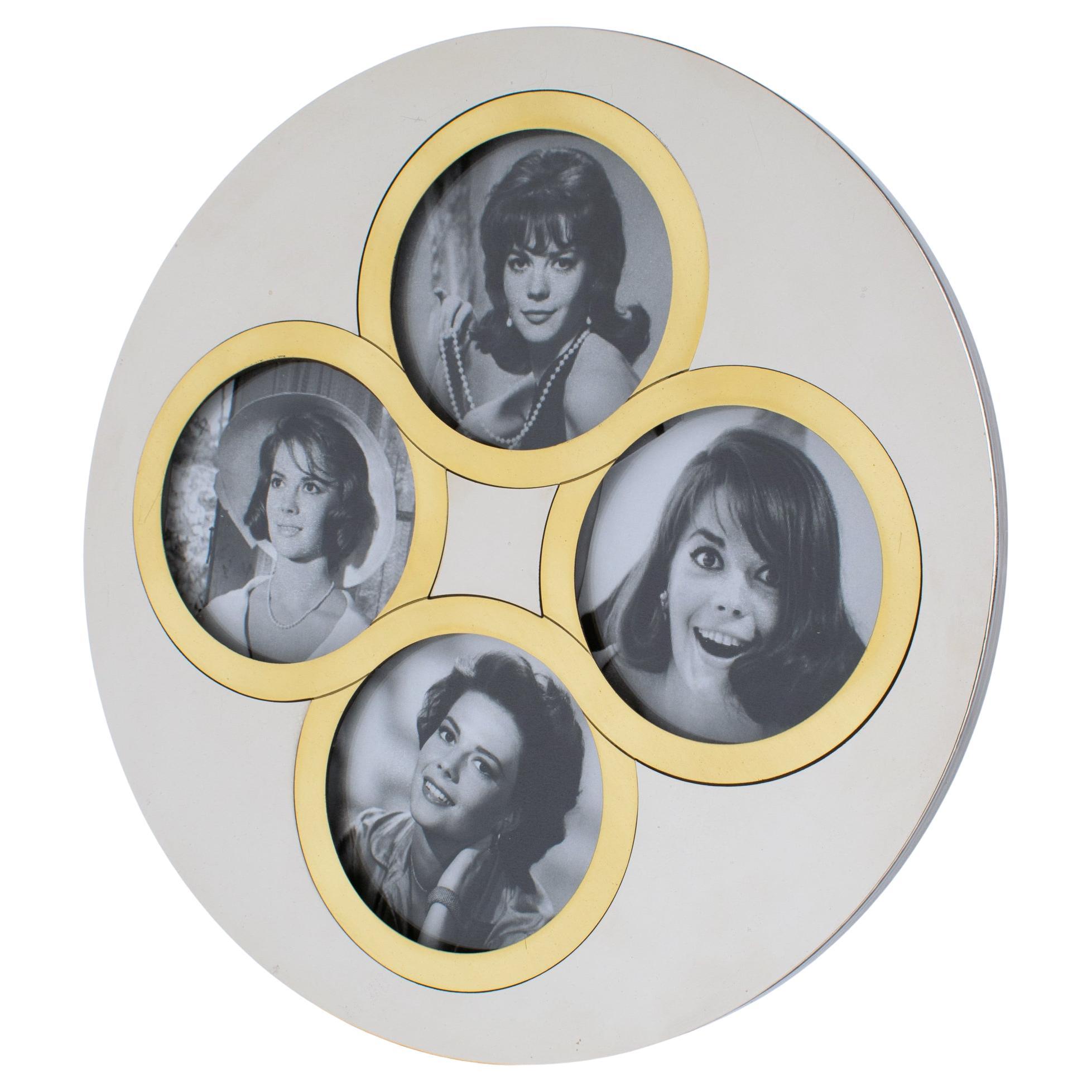 Christian Dior Chrome and Brass Modernist Multi-View Picture Frame, circa 1970 For Sale