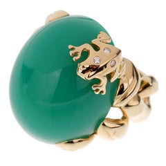Christian Dior Chrysoprase Diamond Yellow Gold Cocktail Ring