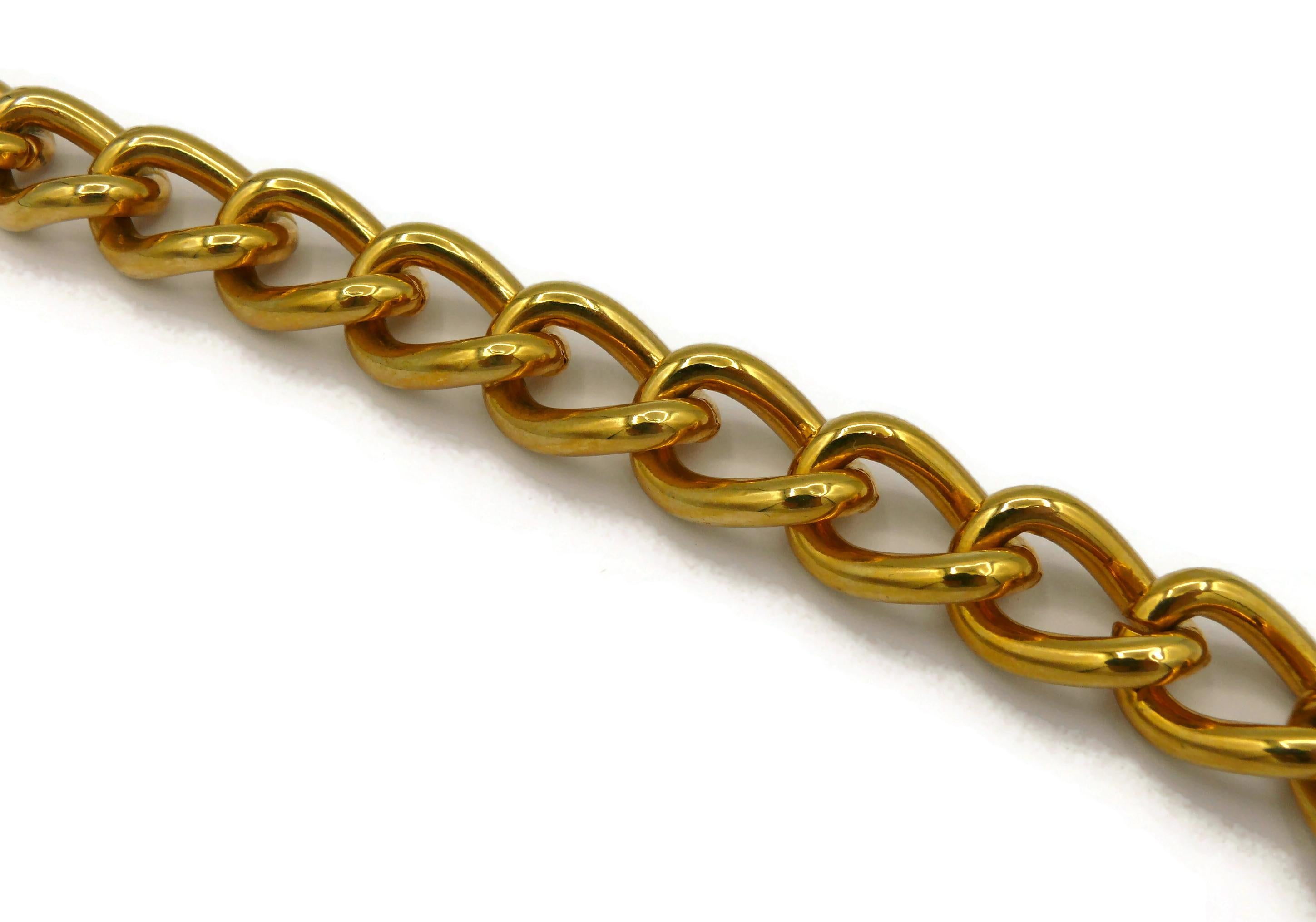 Donna CHRISTIAN DIOR Collana con etichetta in oro e spigoli in vendita