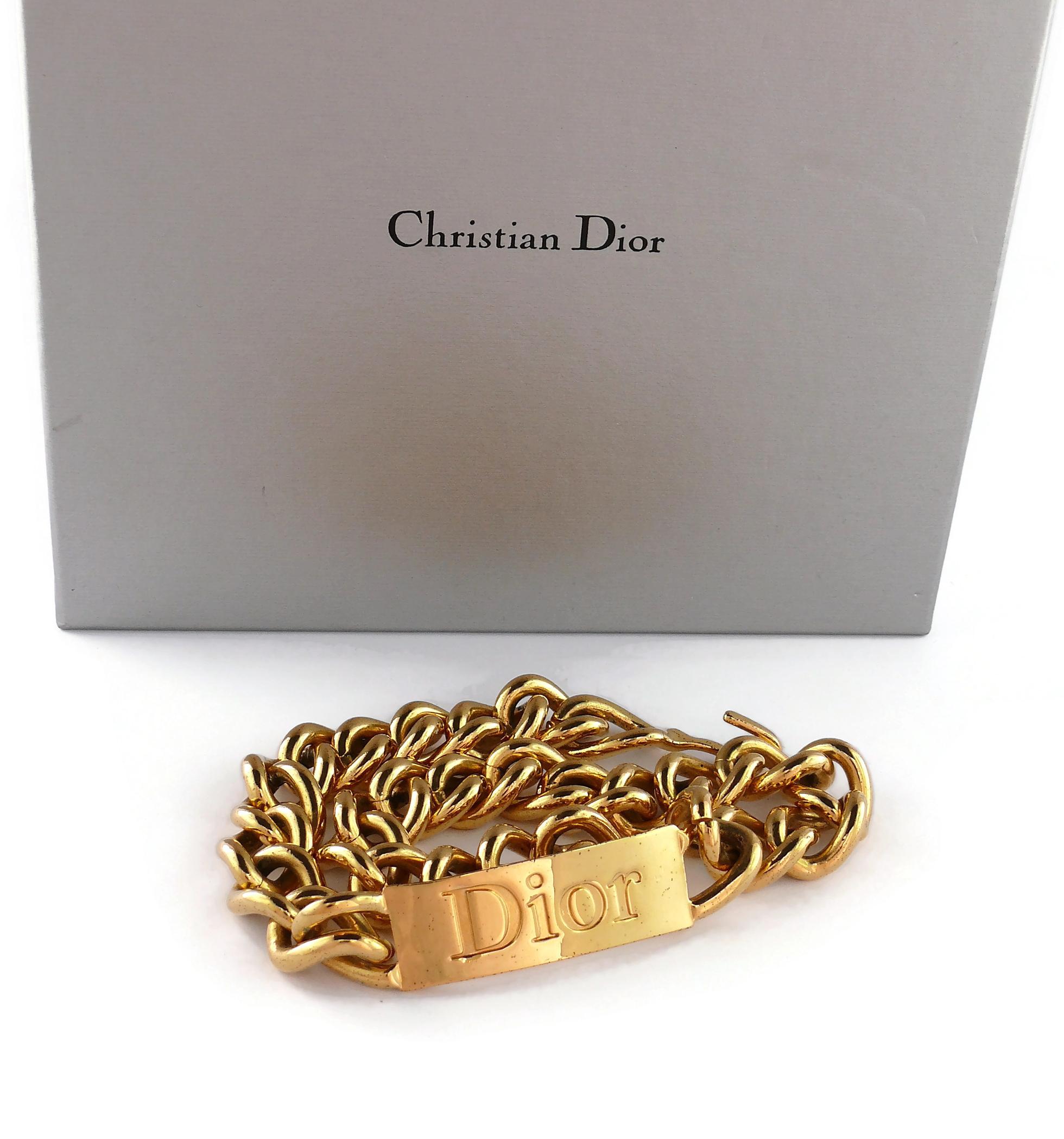 Christian Dior Chunky ID Tag Curb Halskette im Zustand „Relativ gut“ im Angebot in Nice, FR