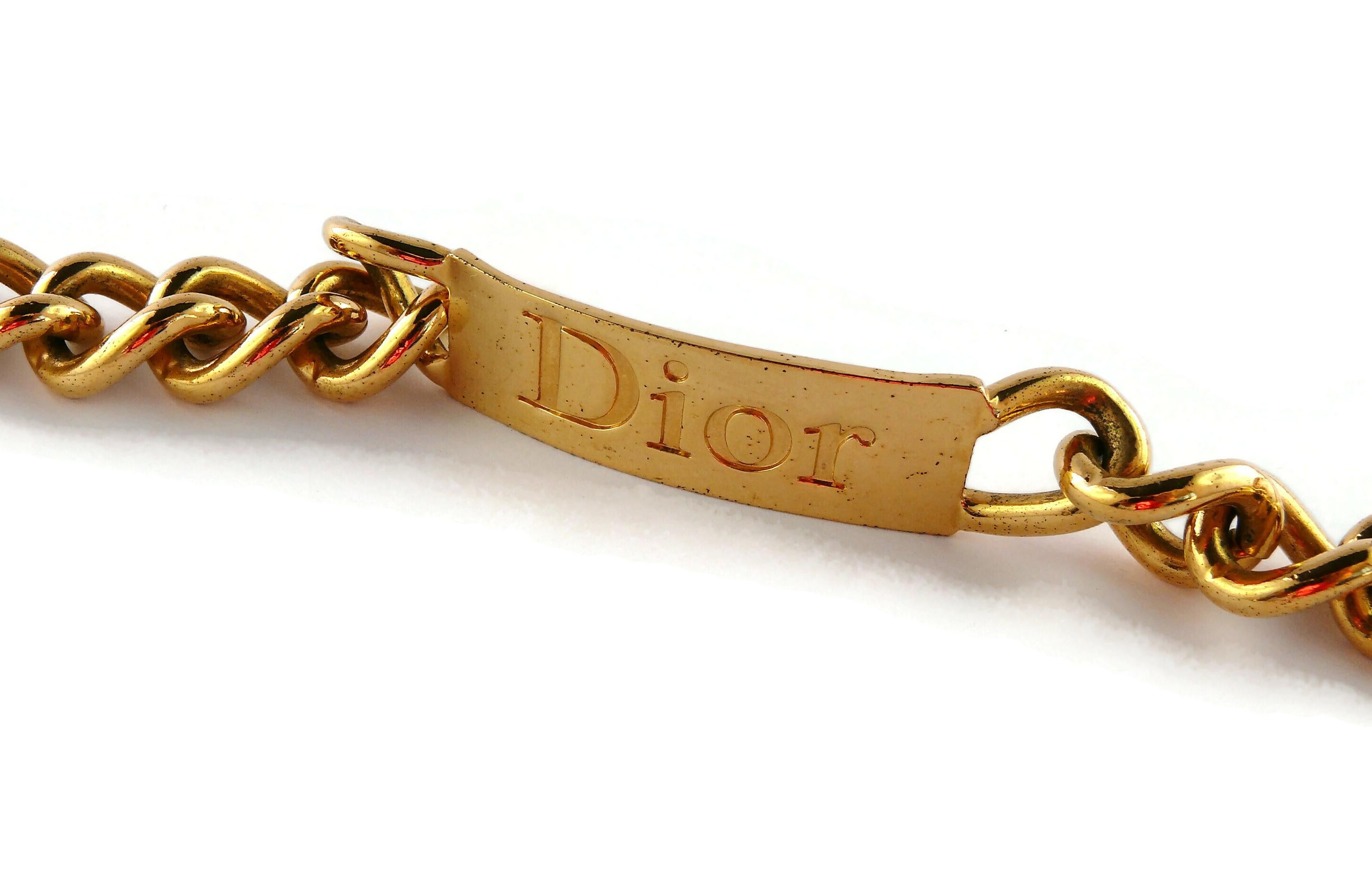 Christian Dior Chunky ID Tag Curb Necklace In Fair Condition For Sale In Nice, FR