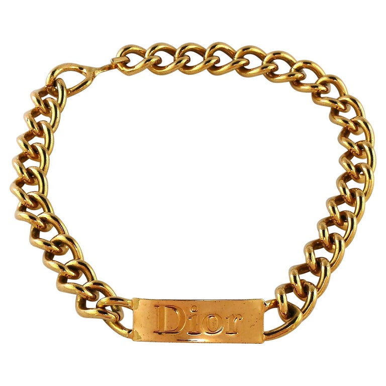Christian Dior Chunky ID Tag Curb Necklace For Sale at 1stDibs