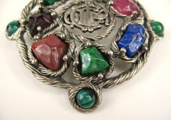 Christian Dior Chunky Stone Pendant Necklace Silver tone 1990s