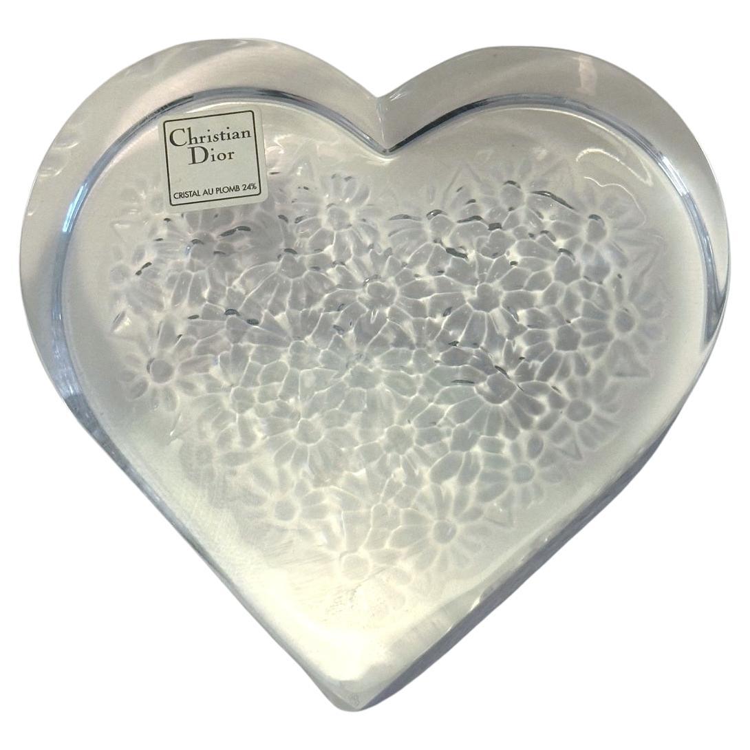 Presse-papier en verre à cœur transparent Christian Dior