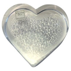 Christian Dior Clear Heart Glass Paperweight