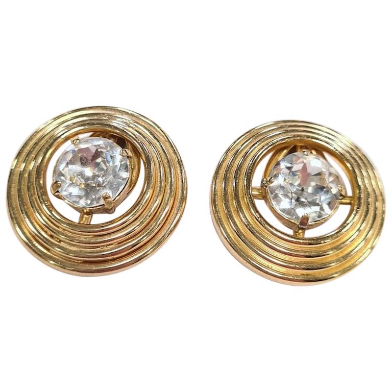 Christian Dior Clip on Earrings Rhinestones Crystal For Sale at 1stDibs