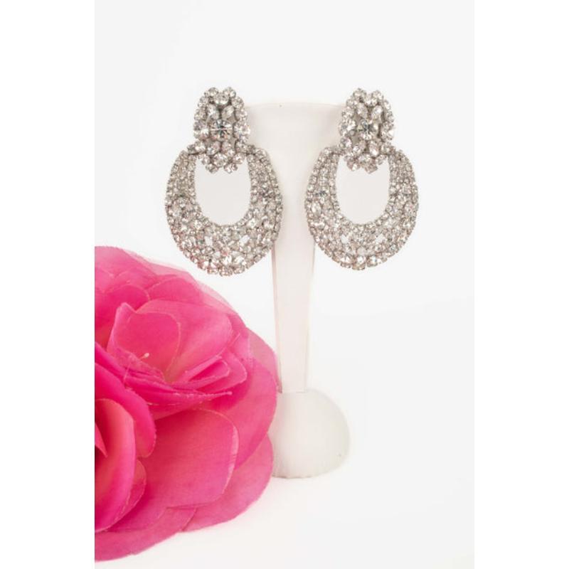Orecchini a clip Christian Dior con strass in vendita 3