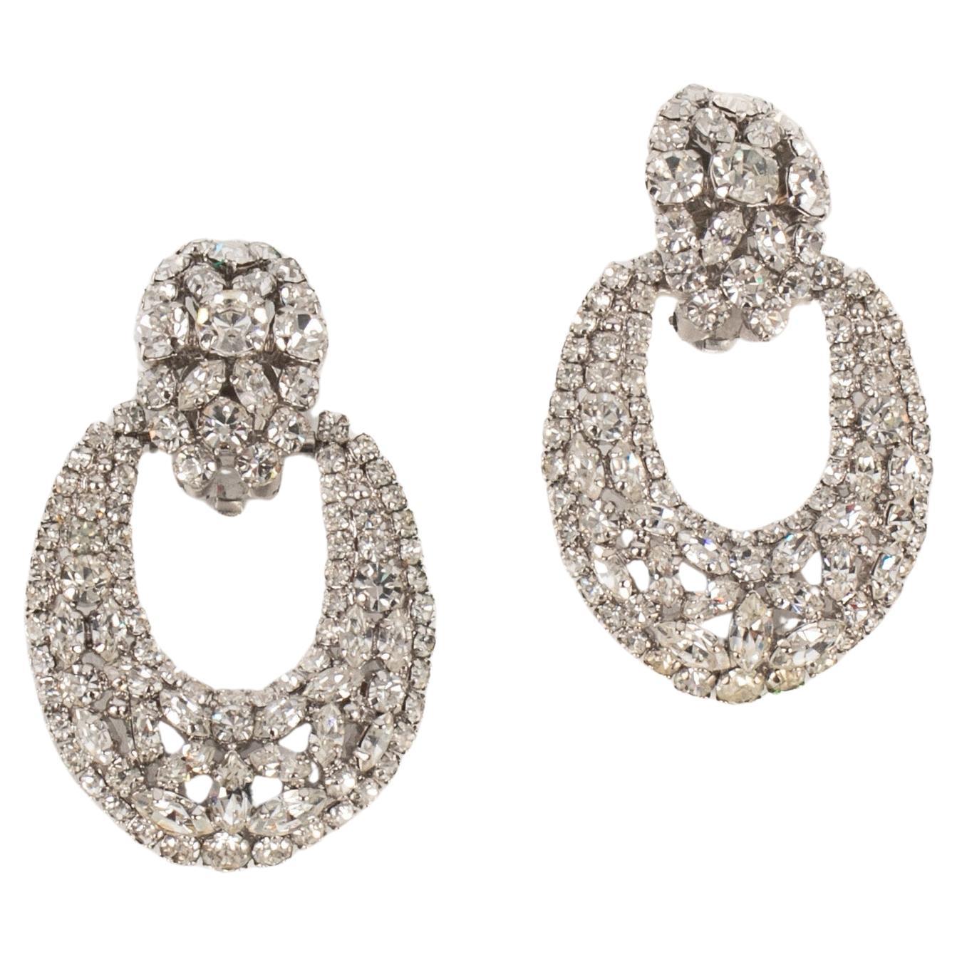 Christian Dior Clip-on Earrings Set of Rhinestones