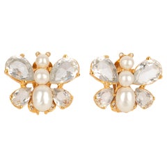 Christian Dior Clip-on Earrings with Rhinestones
