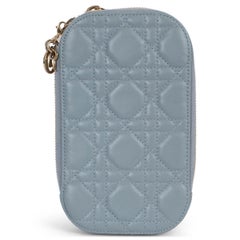 CHRISTIAN DIOR Cloud blue Cannage LADY DIOR CALL'IN DIOR PHONE Holder Bag