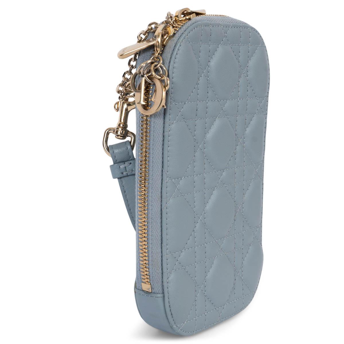 Women's CHRISTIAN DIOR Cloud blue Cannage LADY DIOR CALL'IN DIOR PHONE Holder Bag For Sale