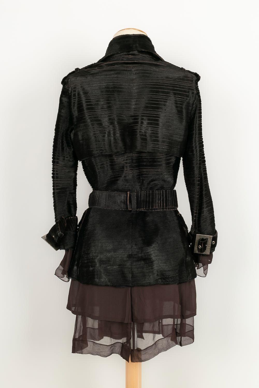 Black Christian Dior Coat in Calfskin and Silk, 2006 For Sale