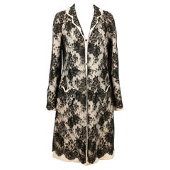 Christian Dior Coat in Ecru Knit and Black Lace, 2005's