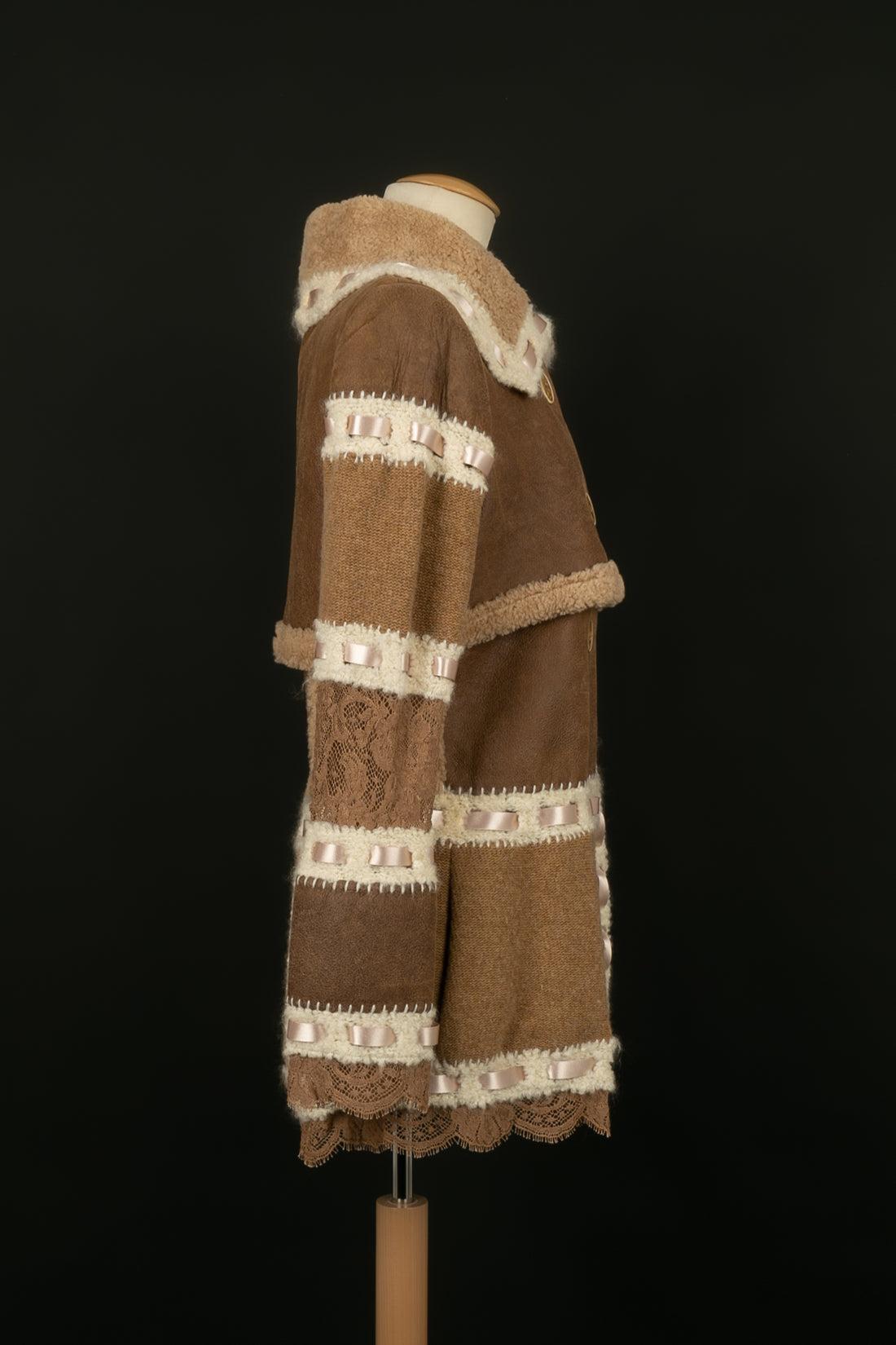 Manteau Christian Dior en cuir d'agneau et laine, taille 42FR, 2005 Pour femmes en vente