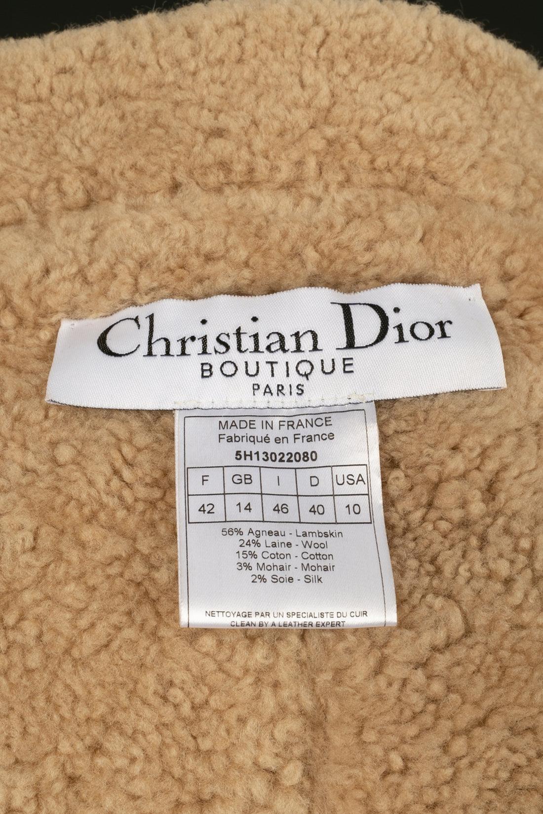 Manteau Christian Dior en cuir d'agneau et laine, taille 42FR, 2005 en vente 5