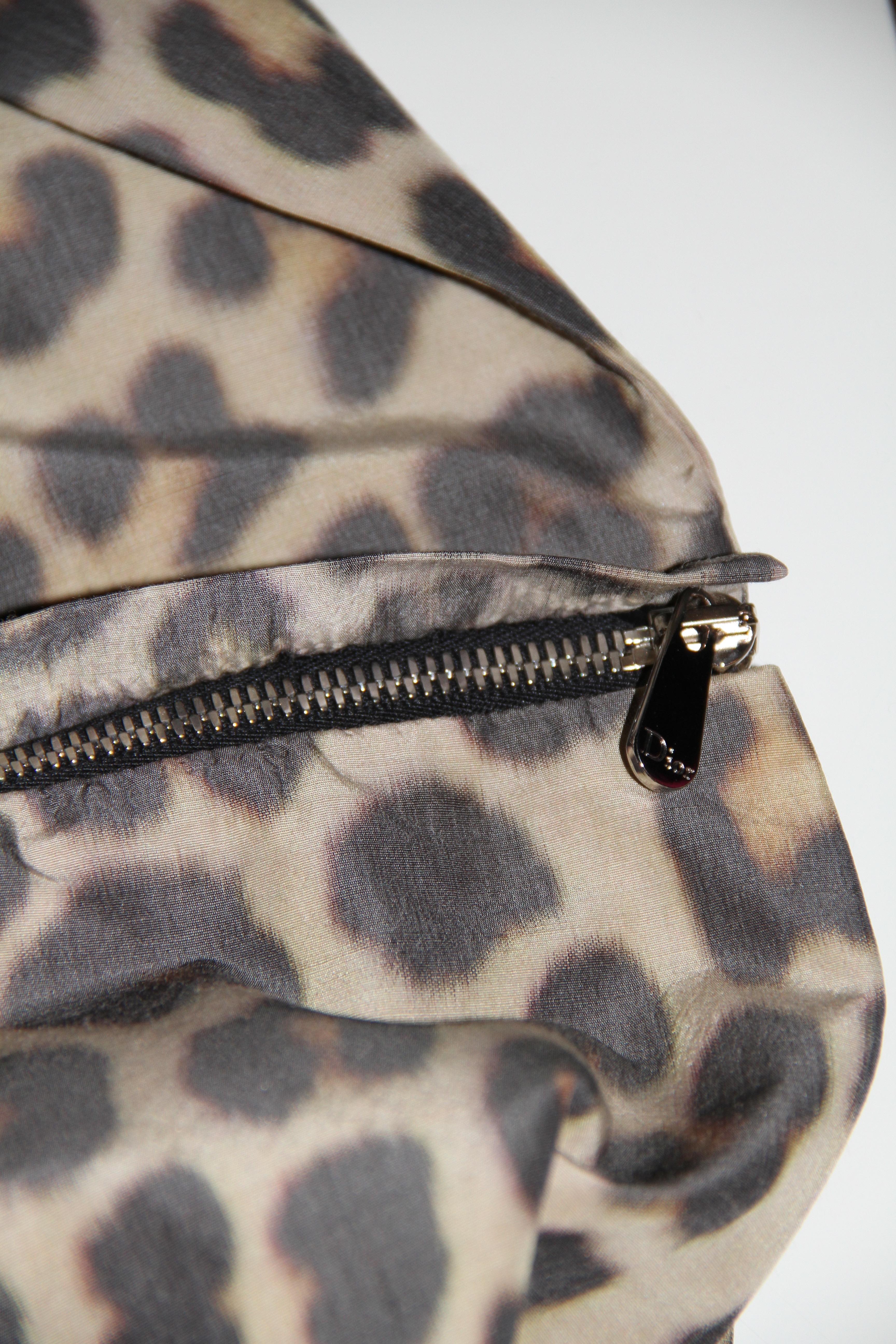 Women's Christian Dior Coat Jacket Light Wool Mix Leopard Print