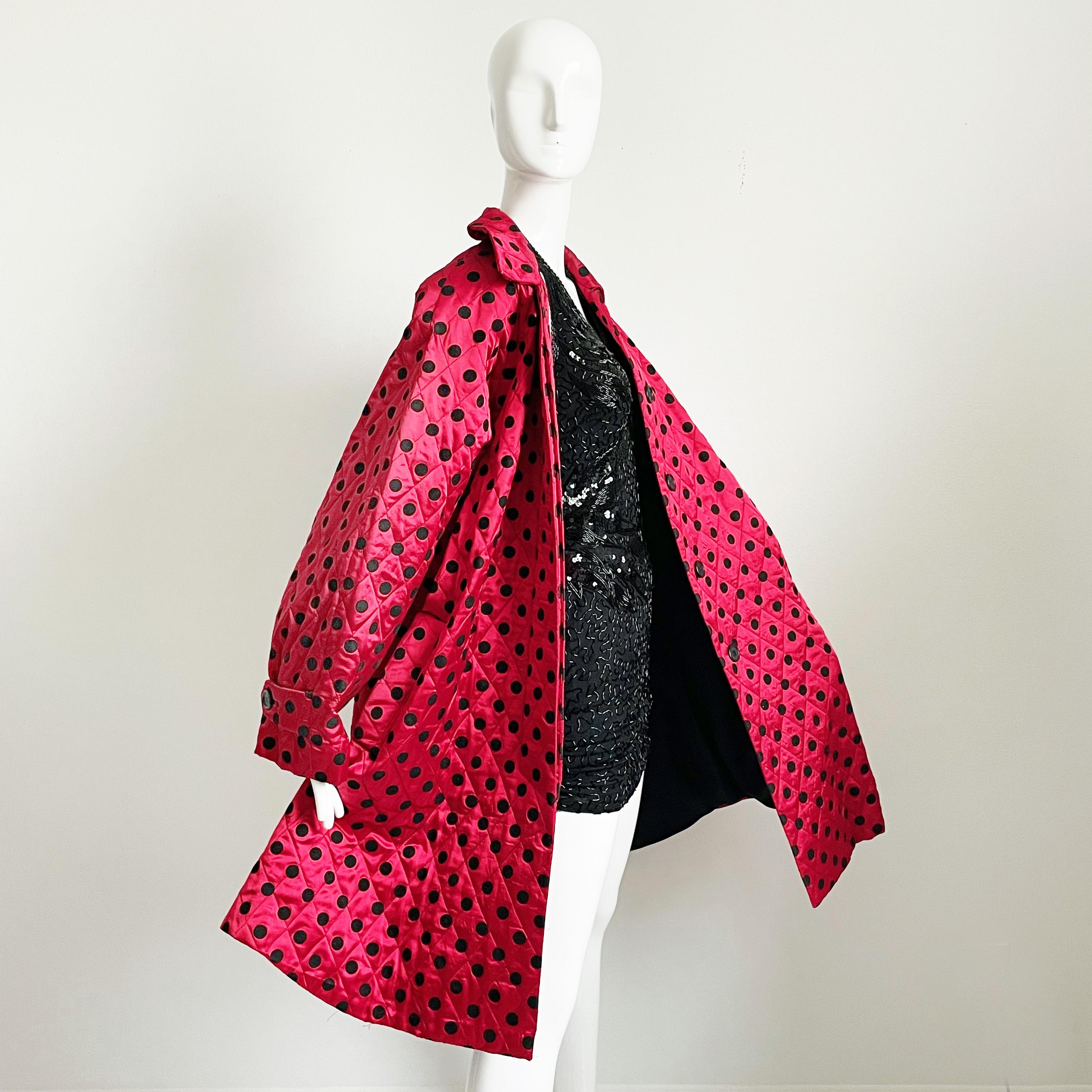 This fabulous swing coat was made by Christian Dior, most likely in the 80s. Dior has utilized the both the swing coat silhouette (most notably when Yves Saint Laurent designed for the house) and polka dot patterns in their designs throughout the