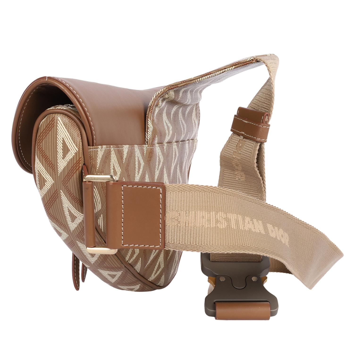 CHRISTIAN DIOR Coated Canvas Diamond Printed Mens Saddle Bag Brown For Sale 4