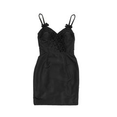 Christian Dior Cocktail Dress In Finely Ribbed Silk And Black Pearls
