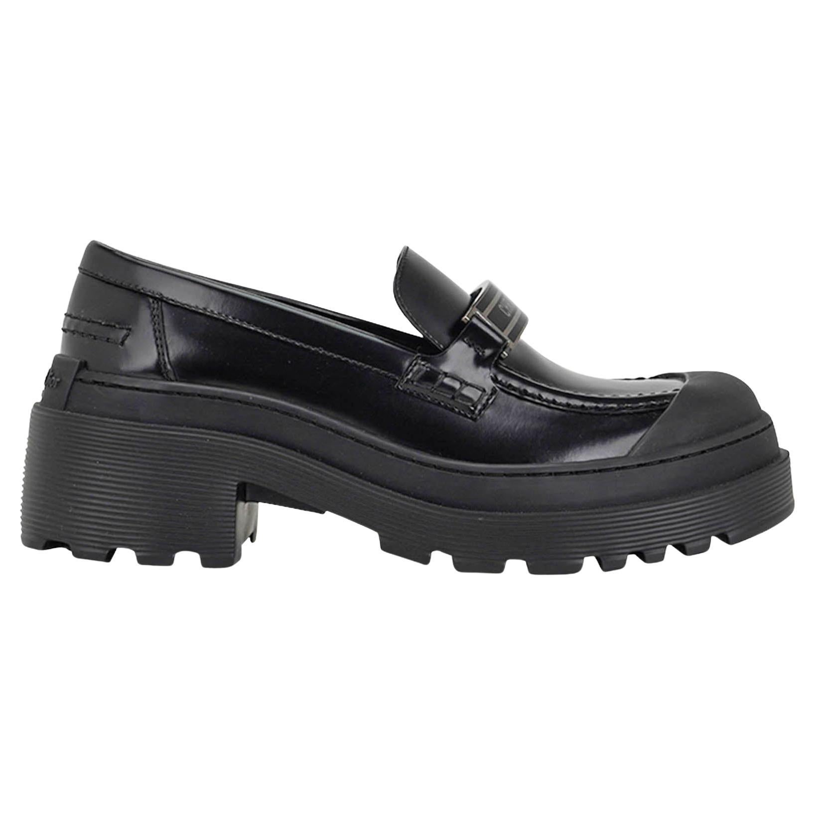 Christian Dior Code Loafer Brushed Calfskin Leather Black 37