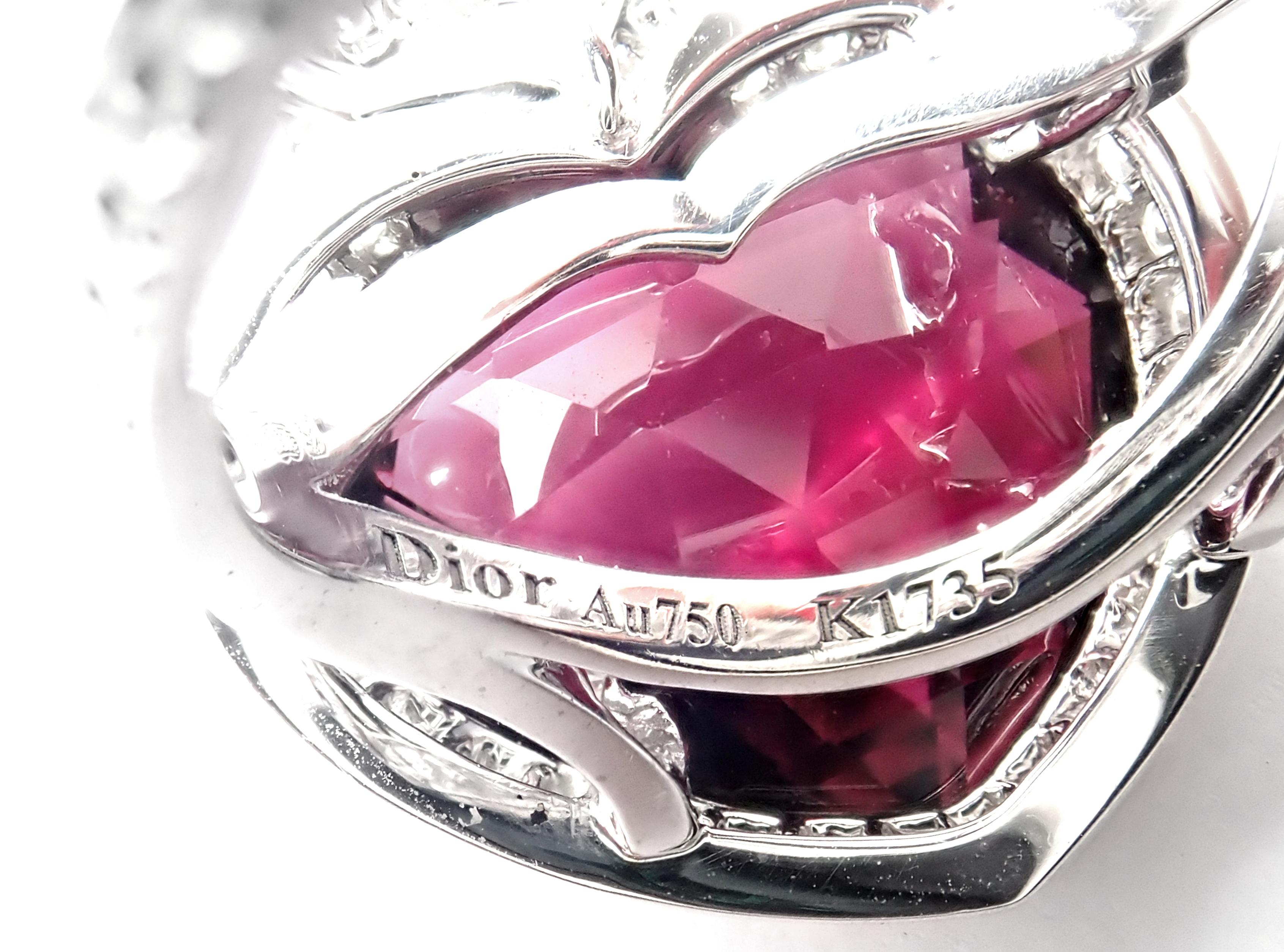 Christian Dior Coeur Romantique Diamond Pink Tourmaline White Gold Ring In Excellent Condition In Southampton, PA