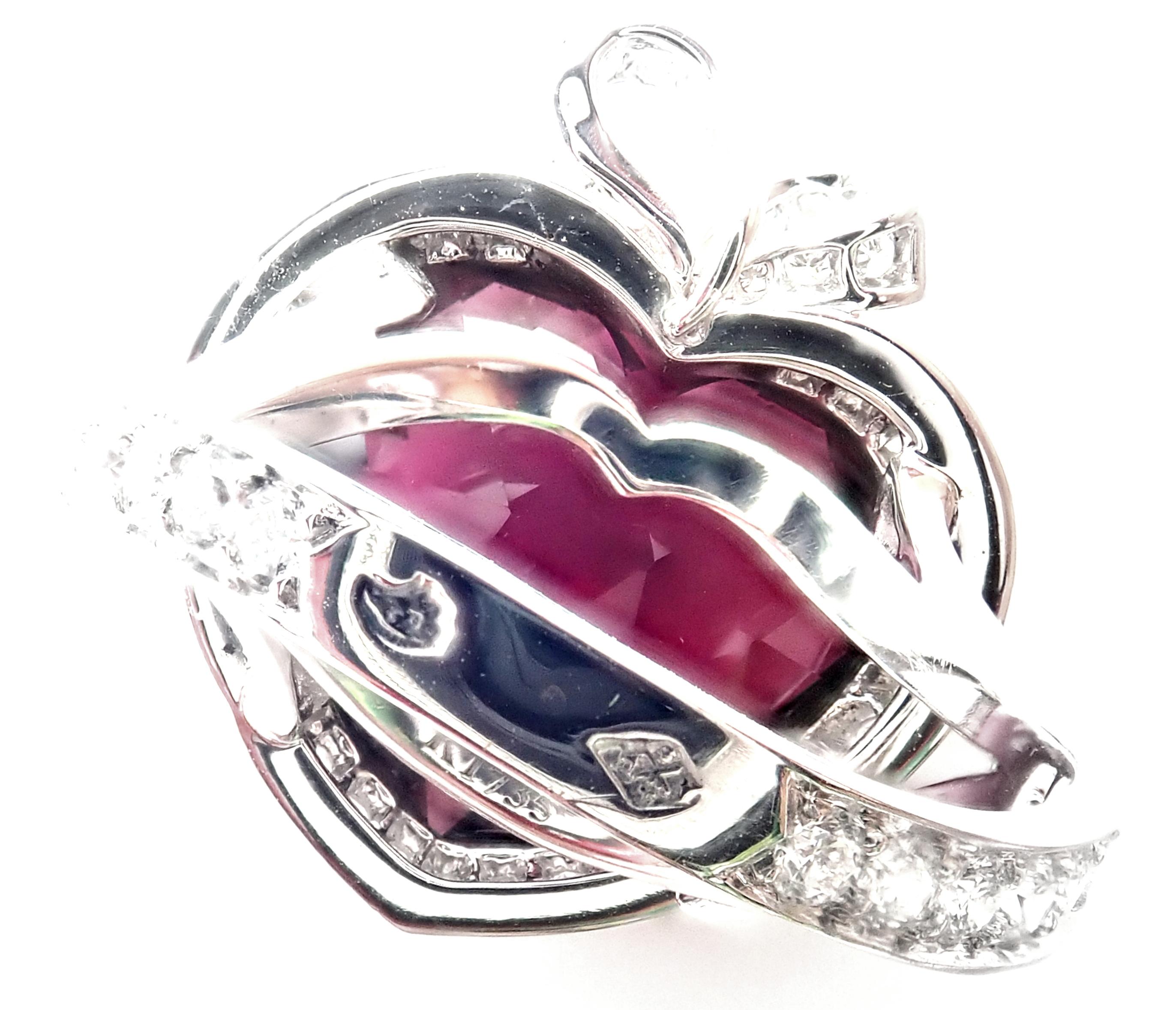Women's or Men's Christian Dior Coeur Romantique Diamond Pink Tourmaline White Gold Ring