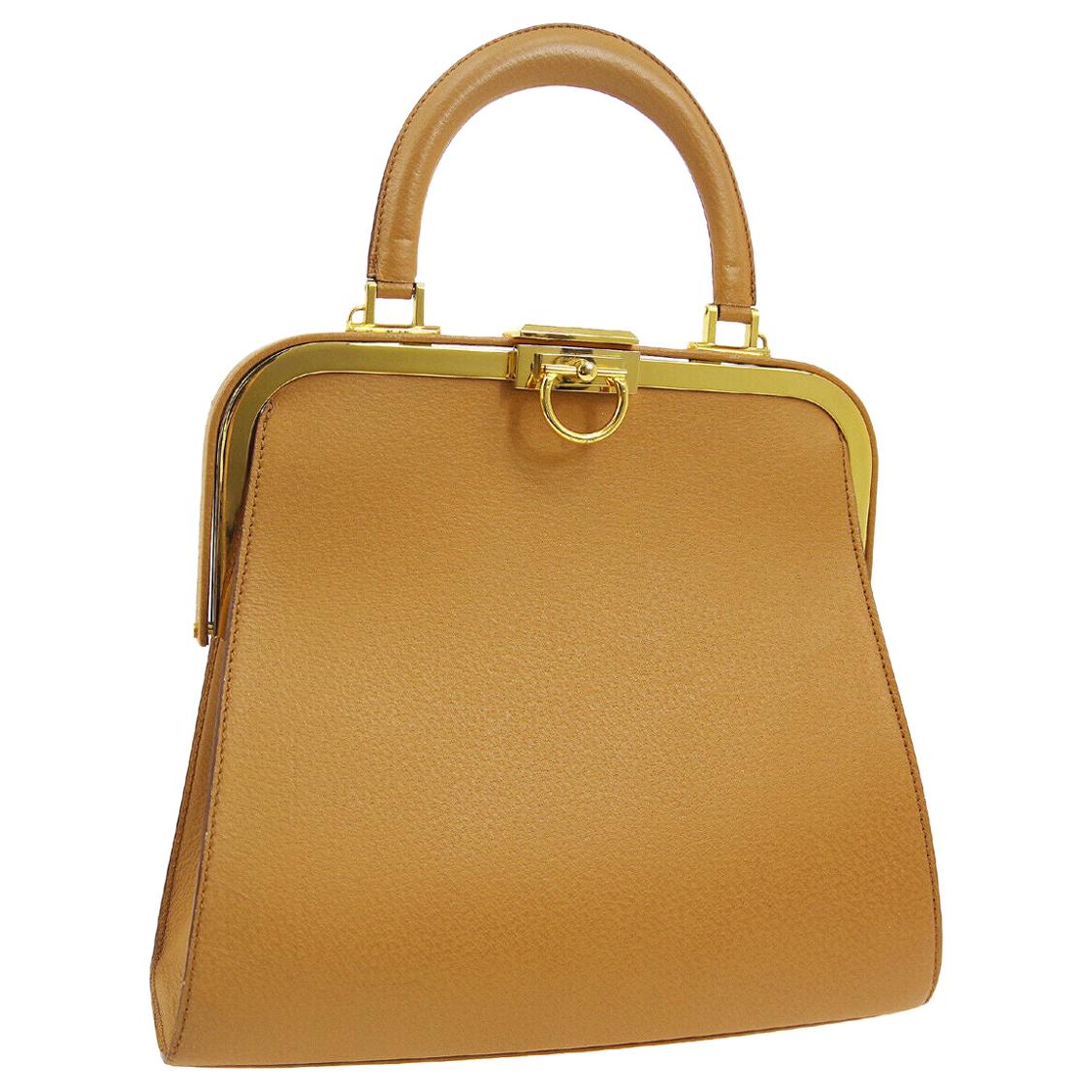 Christian Dior Cognac Leather Gold Top Handle Satchel Kelly Shoulder Bag