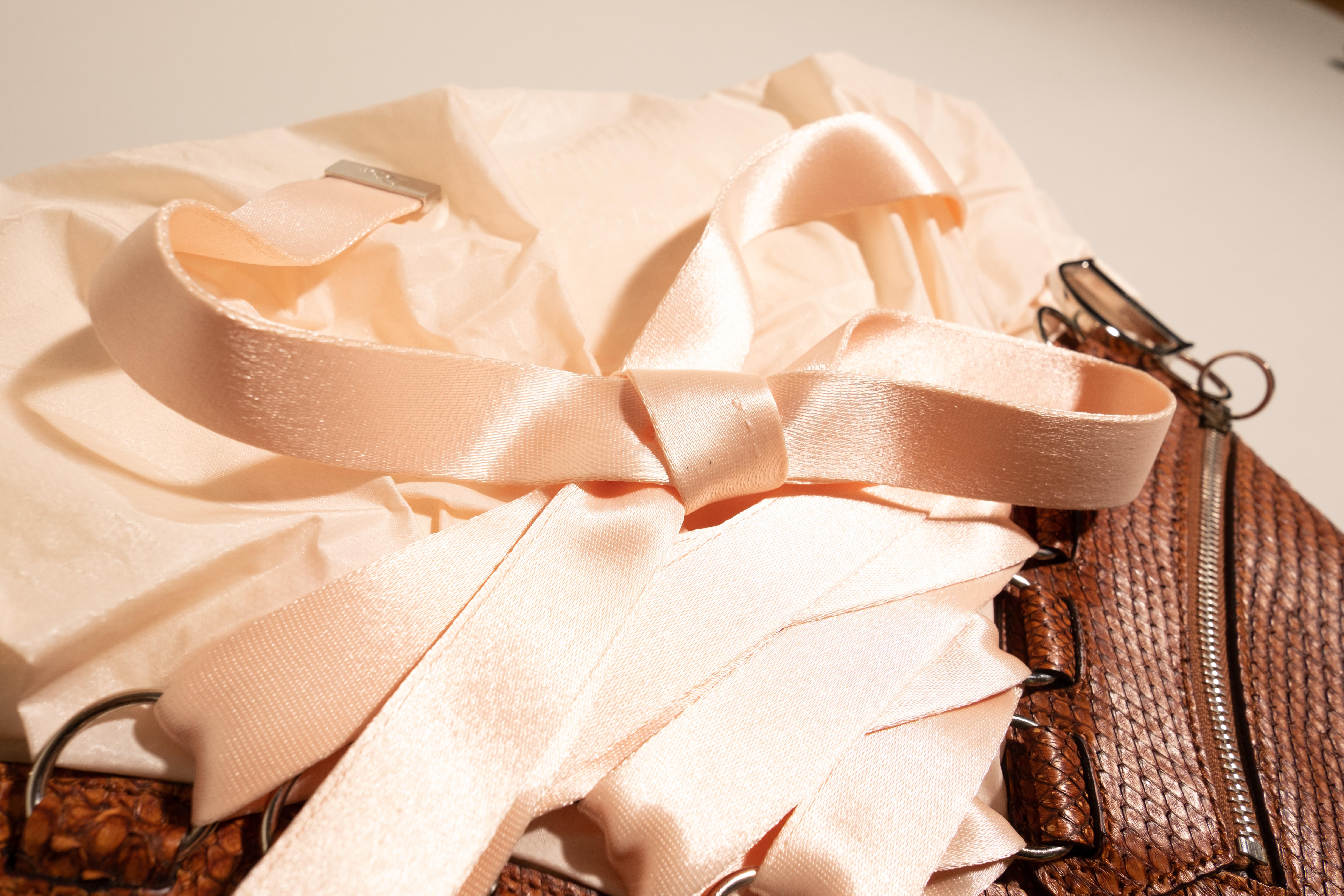 Christian Dior Cognac Pink Python Leather Corset Ballet Bag circa 2004 John In Excellent Condition In PARIS, FR