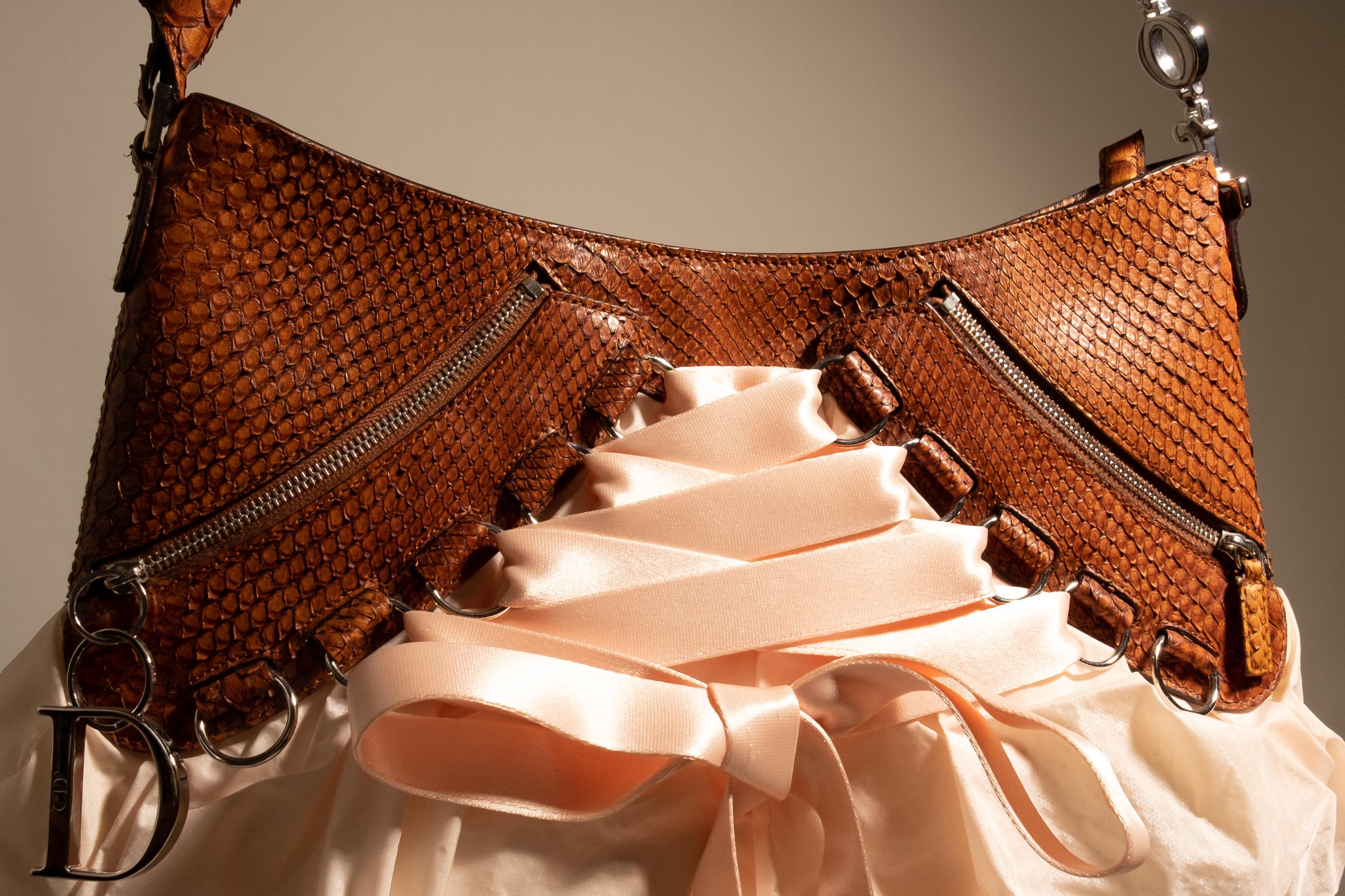 Women's Christian Dior Cognac Pink Python Leather Corset Ballet Bag circa 2004 John