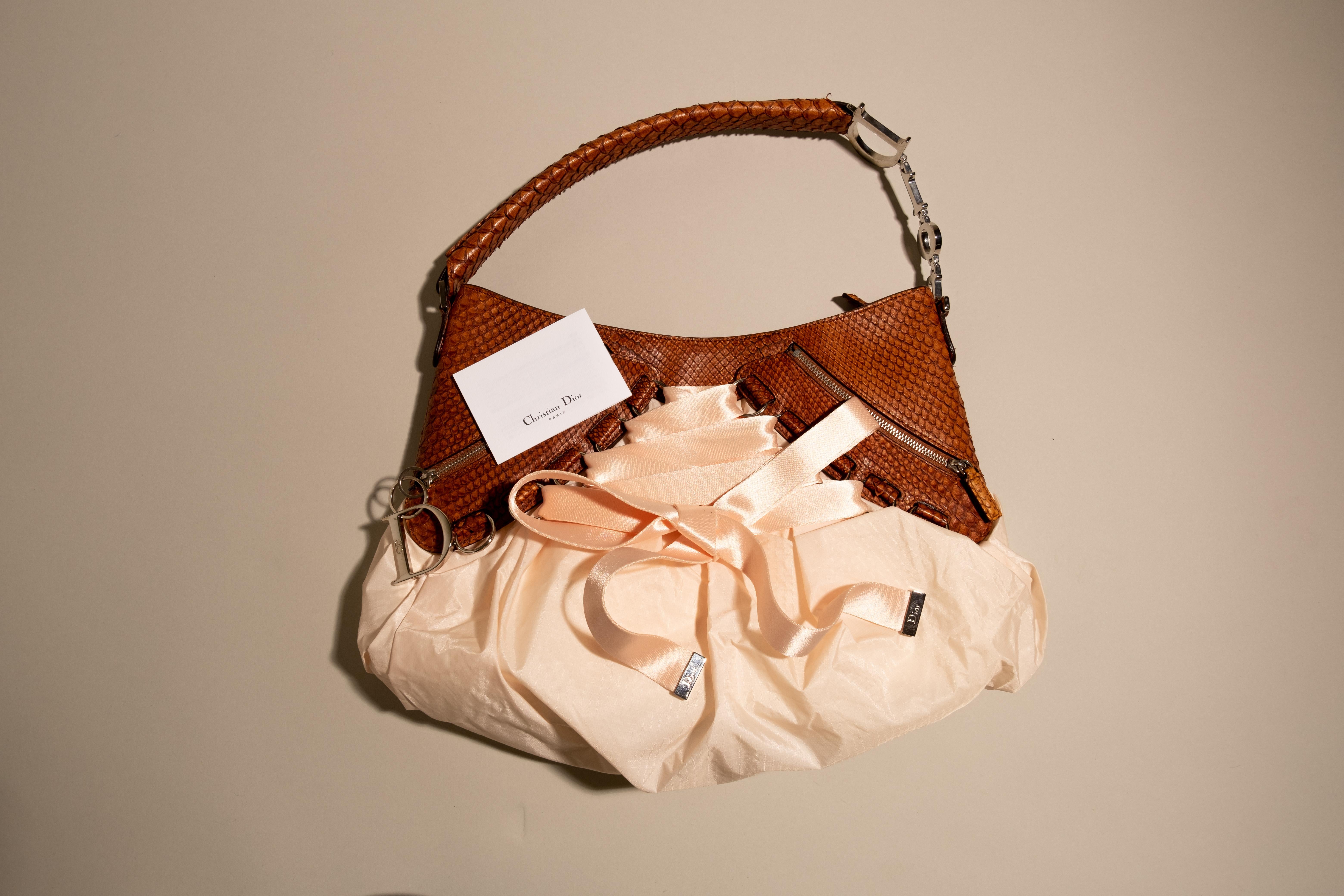 Christian Dior Cognac Pink Python Leather Corset Ballet Bag circa 2004 John 2