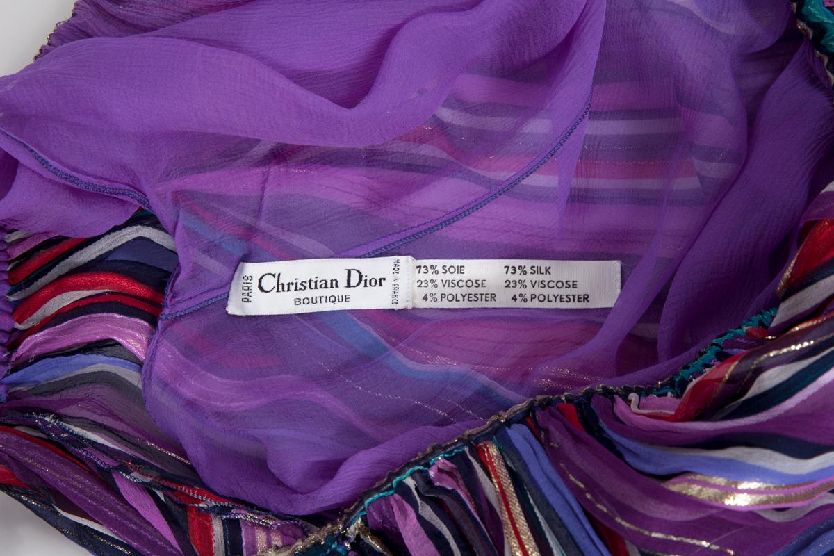 Christian Dior Cold-Shoulder Silk Chiffon Bayadere Dress, Circa 1978 9