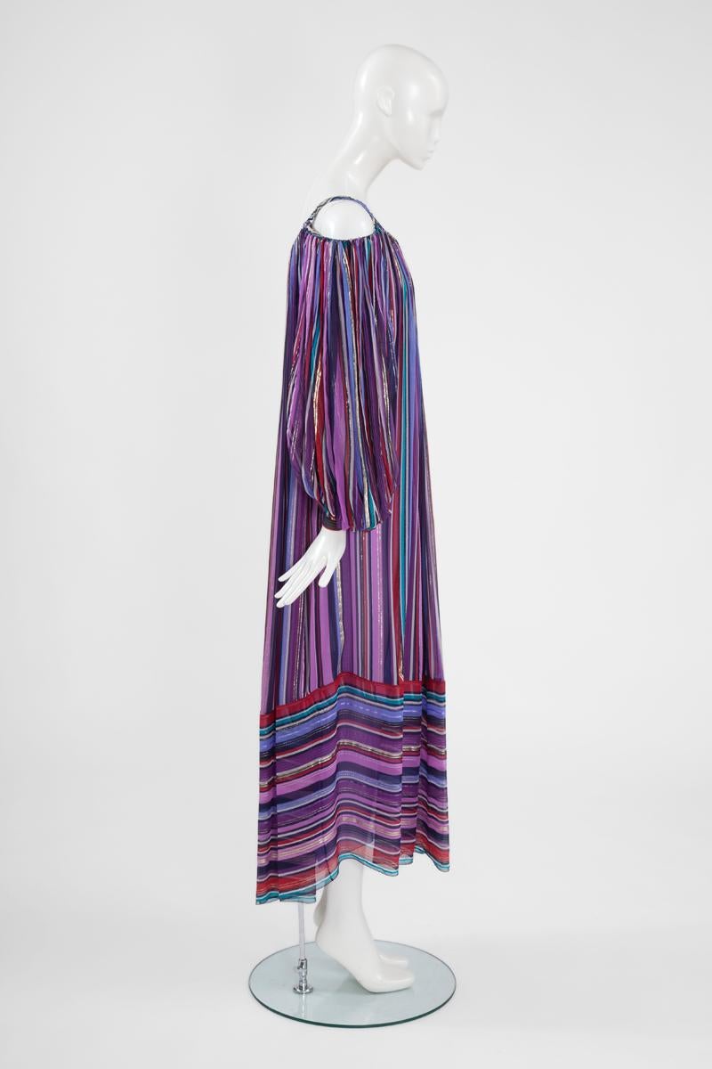 Christian Dior Cold-Shoulder Silk Chiffon Bayadere Dress, Circa 1978 1